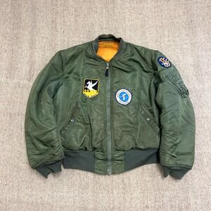 Vintage Alpha Industries USAF MA-1 Flying Jacket Mens Medium Green 1960s